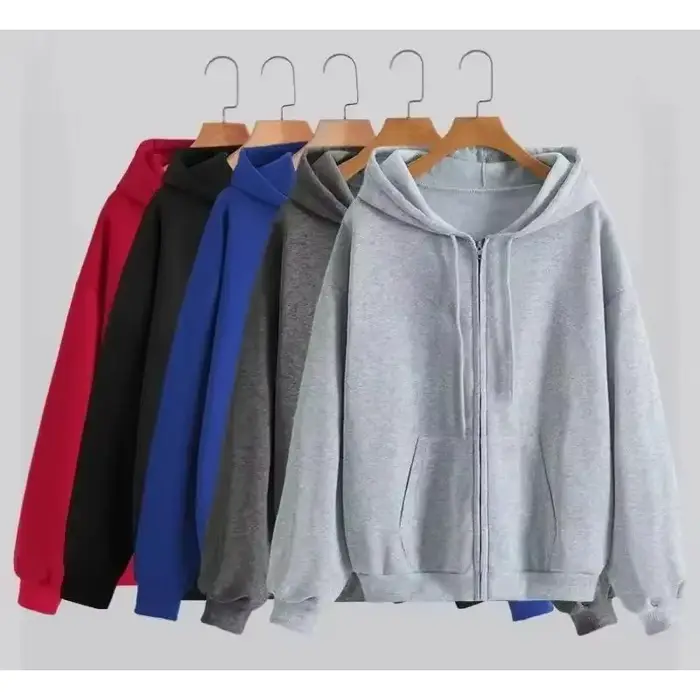 Surdimensionné sweat à capuche pour femme décontracté solide fermeture éclair