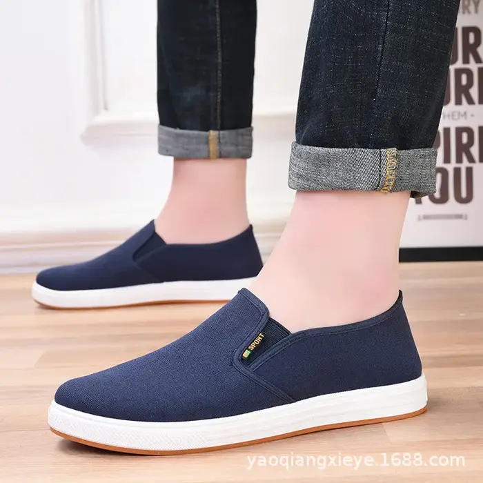 Hommes toile chaussure baskets décontractées pour MenLight Slip-on vulcanisé confortable mâle chaussures plates mocassins nouveaux formateurs noirs Zapatos Hombre