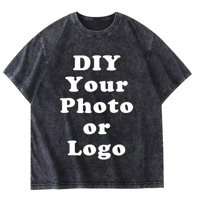 Bricolage votre Photo ou Logo personnalisé imprimé T-shirt 100% coton lavé T-shirt haut rétro T-shir