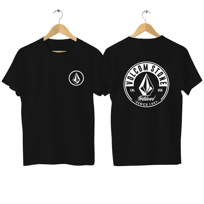 T-shirt unisexe en coton 100% pour homme, Volcom Stone, style américain décontracté, tendance rétro,