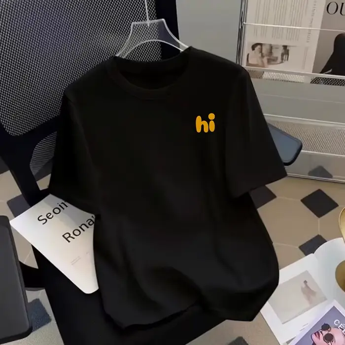 T-shirt à manches courtes en coton pur à motif de dessin animé pour hommes et femmes, personnalisé, 