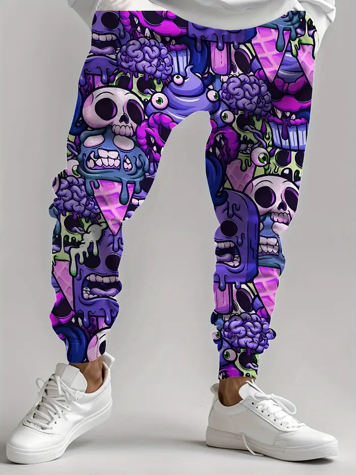 Mode hommes 2025 pantalons de survêtement crâne imprimé Joggers pantalon ajusté pantalon de salon dé
