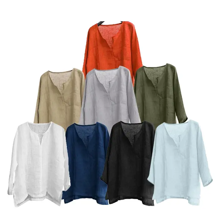 Chemises en coton et lin pour hommes