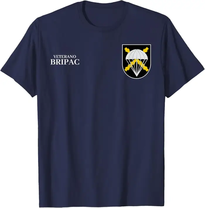 BRIPAC Veterano Ejército Español Paraca T-Shirt Manches Courtes Décontracté 100% Coton Chemise