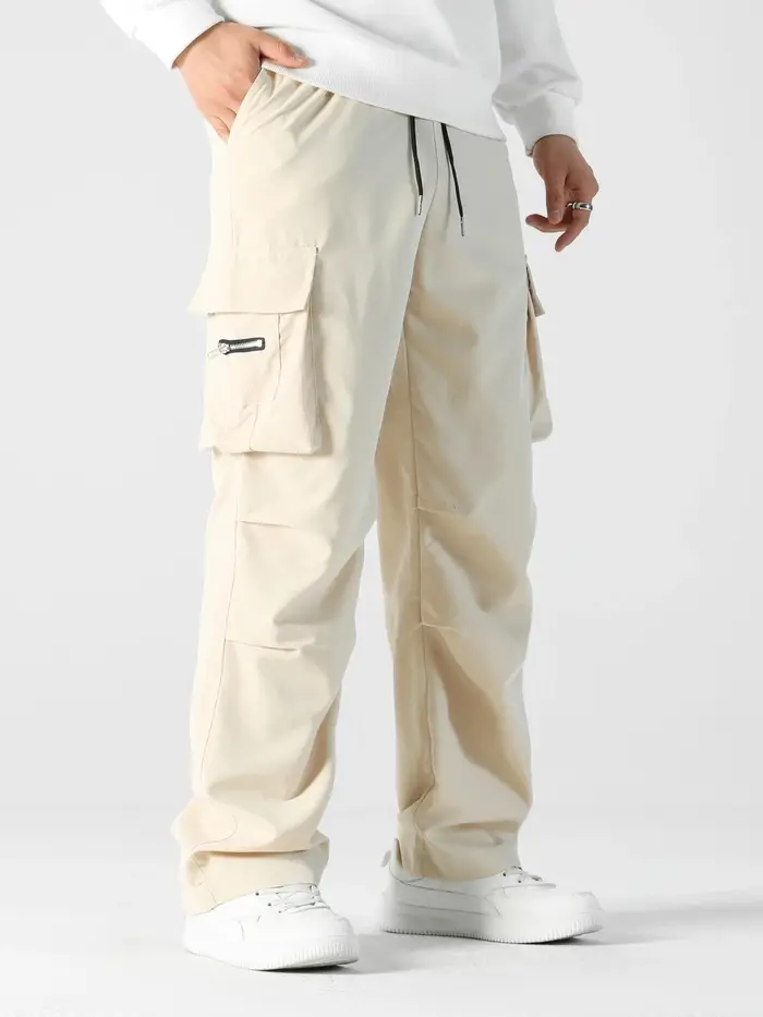 Pantalon de jogging décontracté pour homme, coupe décontractée, style cargo, avec cordon de serrage,