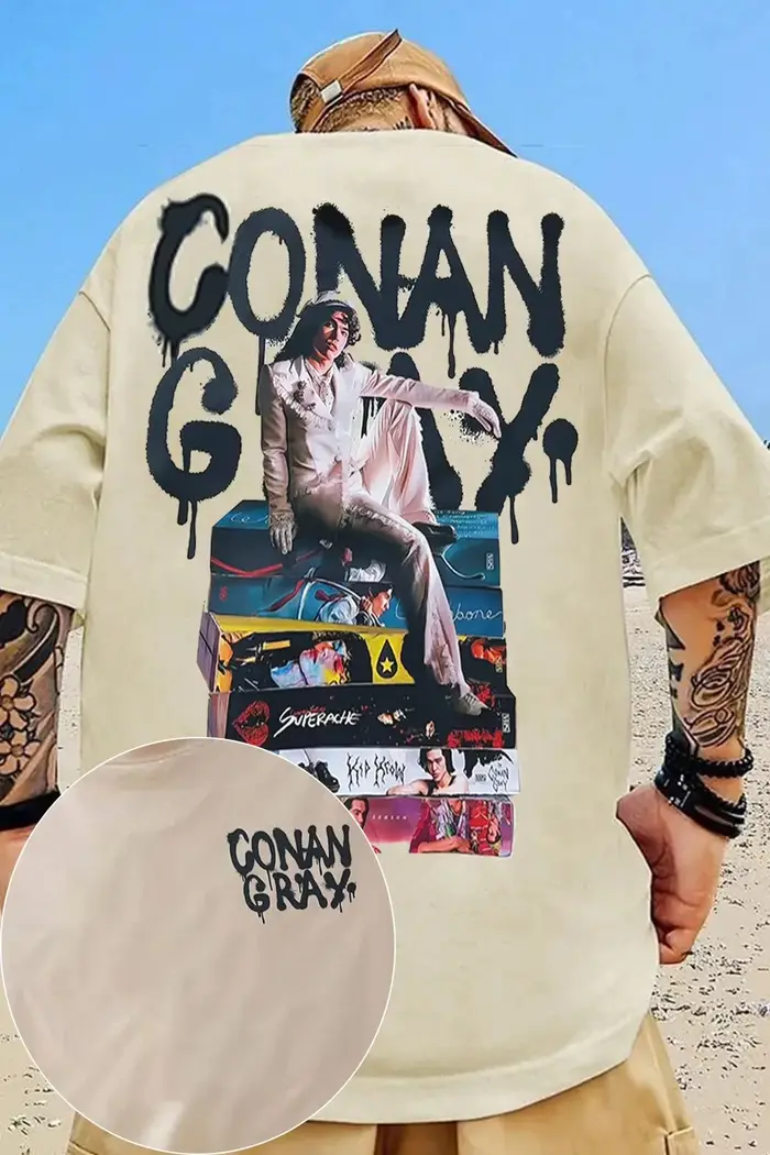 T-shirt graphique Conan Gray oversize tendance pour hommes et femmes