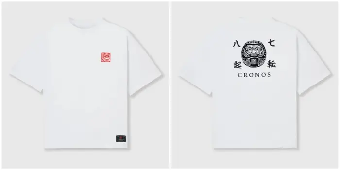 T-shirt Homme CRONOS TOMOSHIBI SERIES DARUMA S/S – Motif Japonais, Streetwear Oversize Décontracté e