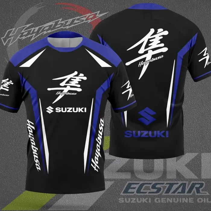 T-shirt pour homme avec logo Suzuki Hayabusa, équipe de course moto, été, manches courtes, décontrac