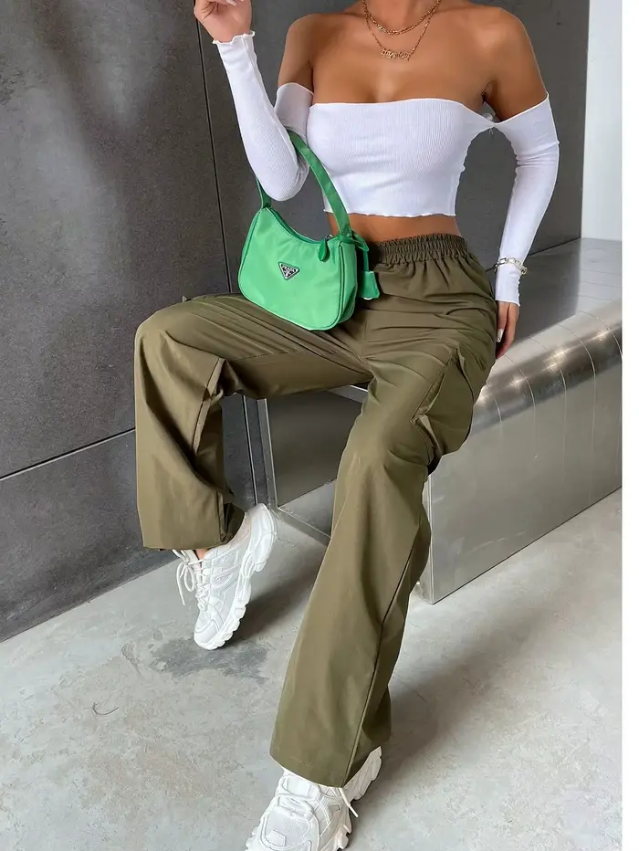 Mode femmes Baggy Joggers pantalon décontracté Communte femme Chic droit Cargo