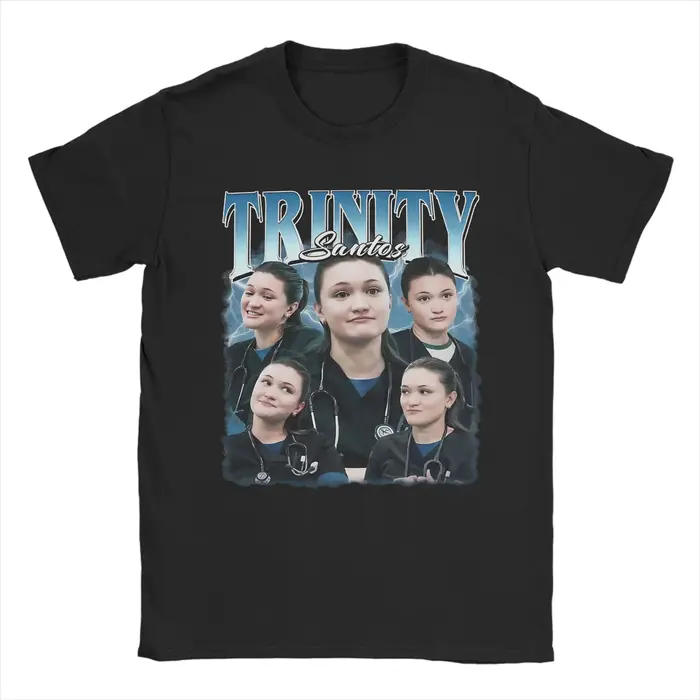 T-Shirt Trinity Santos pour hommes, décontracté, en pur coton, col rond, manches courtes, idée cadea