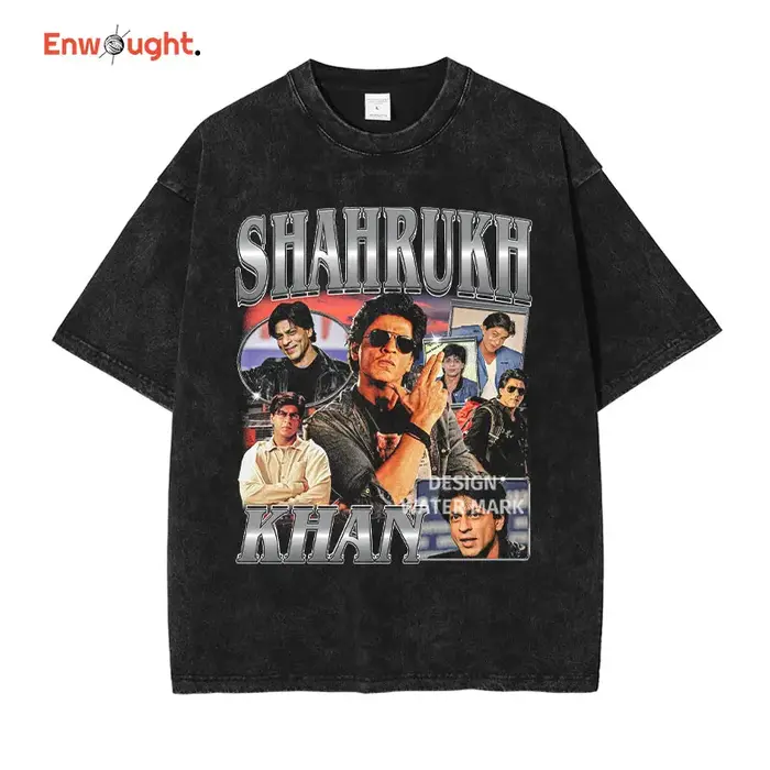 Shahrukh Khan T-shirt SRK Star du film Vintage lavé hauts t-shirts surdimensionné