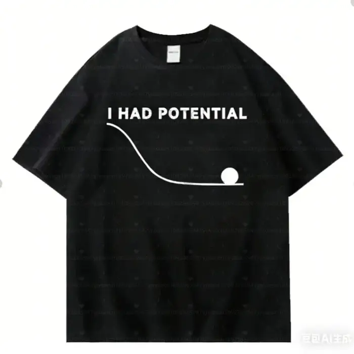 T-shirts Y2k Project Hail Mary - I Had Potential Graphic CAT Print T-Shirt en coton à col rond