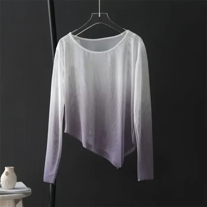 Nouvelle Collection Été : T-shirts Tie-Dye Slim Fit Transparents Anti-UV, Hauts Dégradés Irréguliers