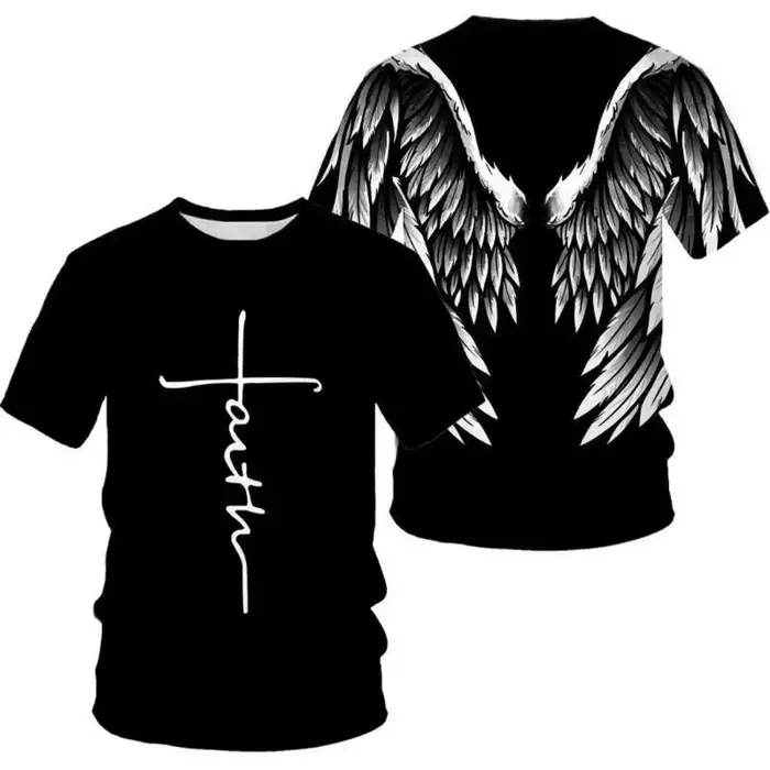 T-shirt pour homme à motif d'ailes d'ange