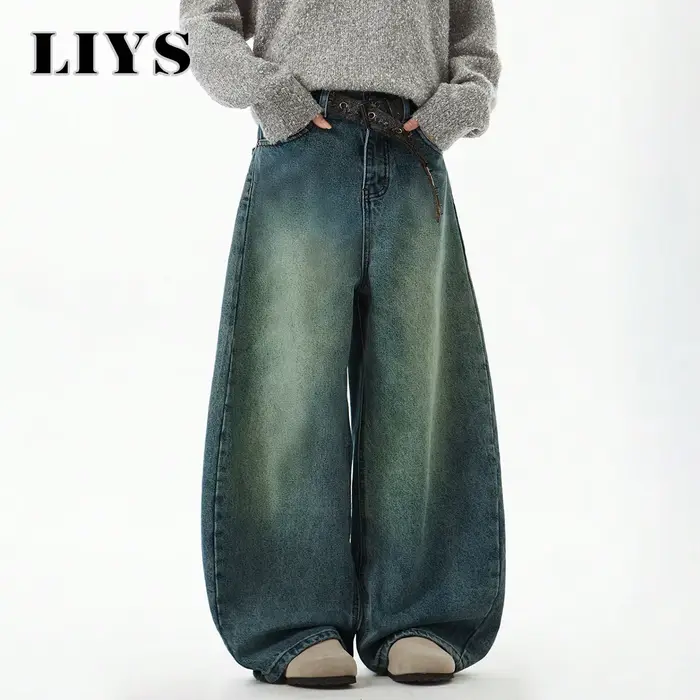 Vêtements pour hommes bleu pantalon en jean à jambes larges jean Baggy Vintage coupe tridimensionnel