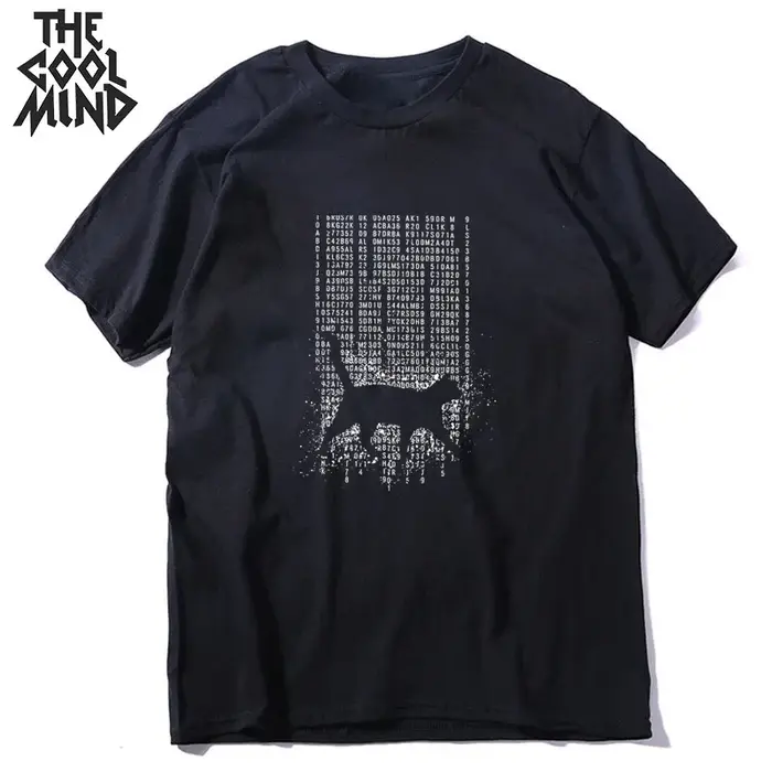 COOLMIND 100% coton décontracté à manches courtes impression drôle hommes t-shirt été cravate ample 