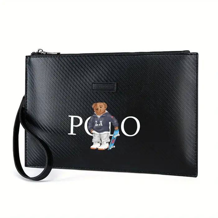 Patrouilleur d'ours portant une sweat à capuche avec logo LA, sac à main élégant imprimé en PU pour 