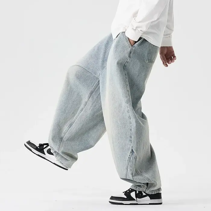 Denim pantalon à jambes larges hommes mode pantalons décontractés lâche Hip Hop lanterne pantalon St