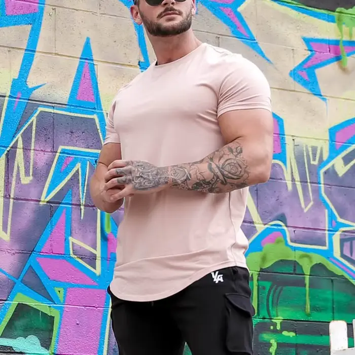 Sport Fitness T-shirt hommes musculation à manches courtes chemise d'entraînement entraînement