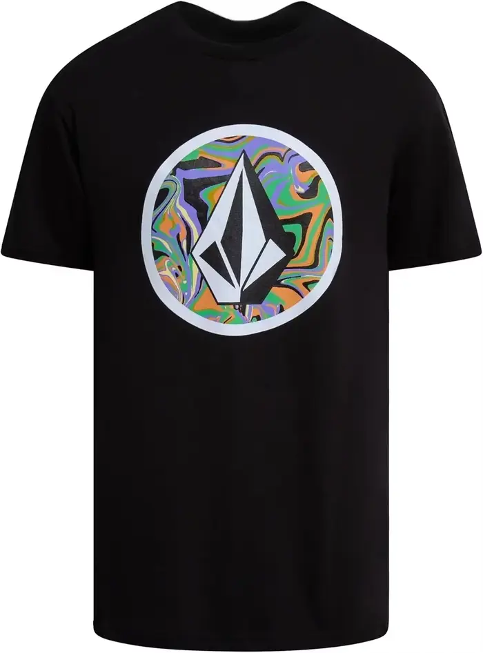 T-shirt rétro psychédélique kaléidoscope Volcom, marque tendance pour le surf et les sports, en coto