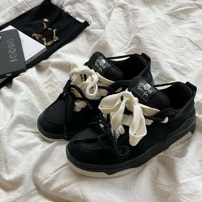 Baskets Chunky pour Femme, Chaussures Décontractées à Lacets Tendance, Modèle Exquis à Bout Rond, Ch