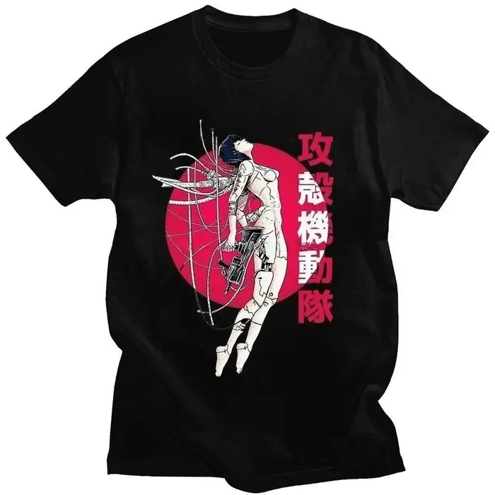 T-shirt graphique Ghost In The Shell Motoko Kusanagi, esthétique cyberpunk, streetwear unisexe, vête