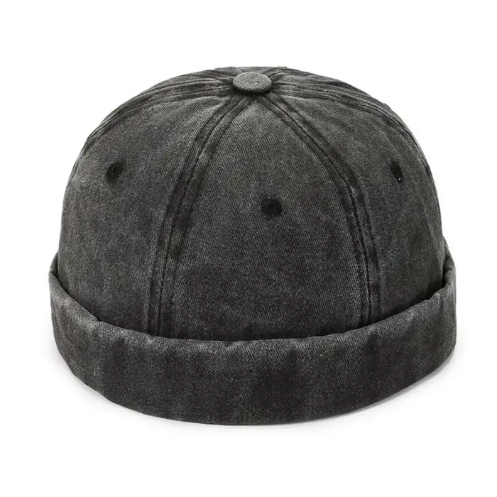 Casquette Hip Hop Personnalisée avec Logo Imprimé pour Hommes, Chapeau Docker sans Bord en Jean, Bon