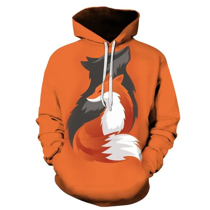 Sweat à capuche imprimé renard animal pour hommes et femmes, pull décontracté, sweats à capuche hip 