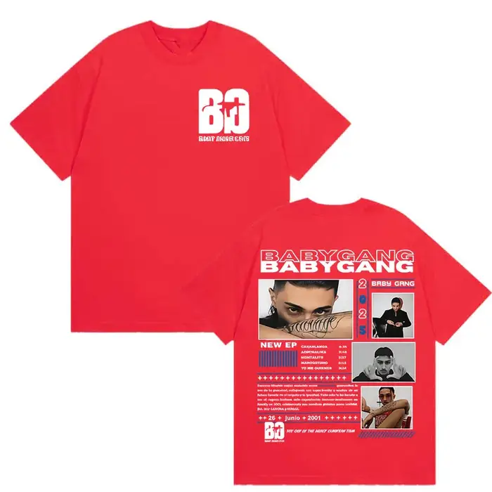 Rappeur bébé Gang Tour 2025 Merch t-shirts hommes Style rétro gothique à manches courtes T-shirt Hip