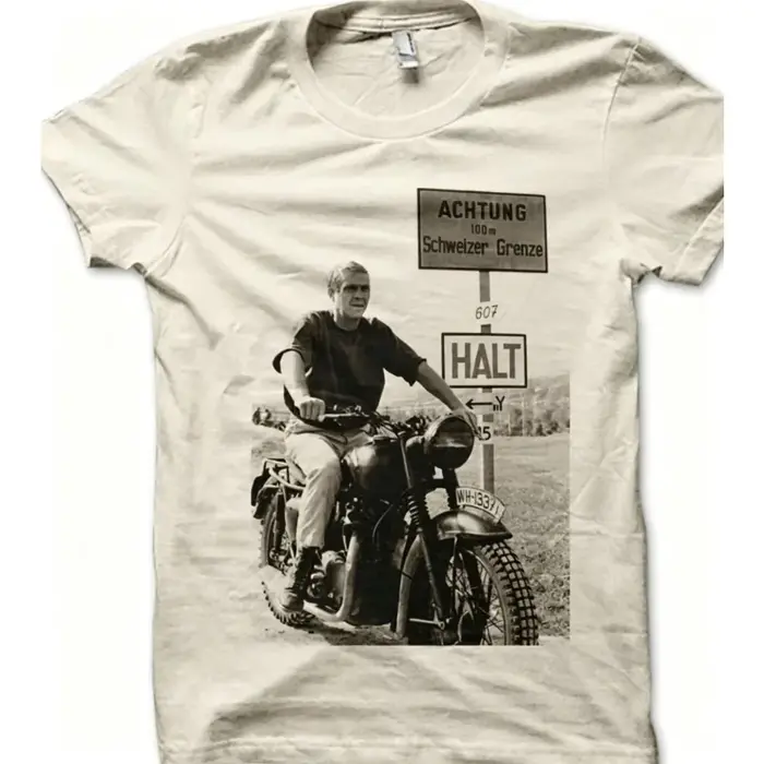 T-shirt imprimé moto rétro classique de 'The Great Escape', nouvel article d'été adapté aux hommes e