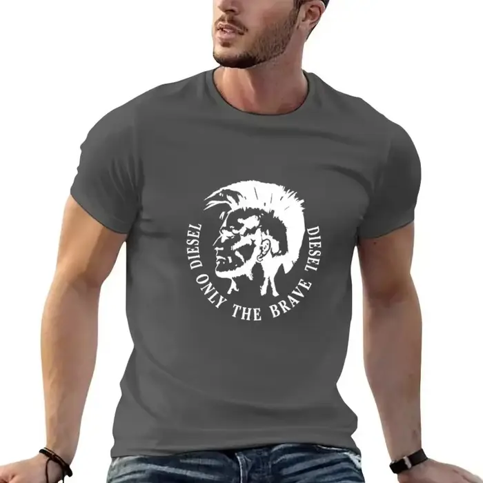 DIESEL Only The Brave Mohican – T-shirt 100% coton avec graphismes, nouvelle collection été 2026, po