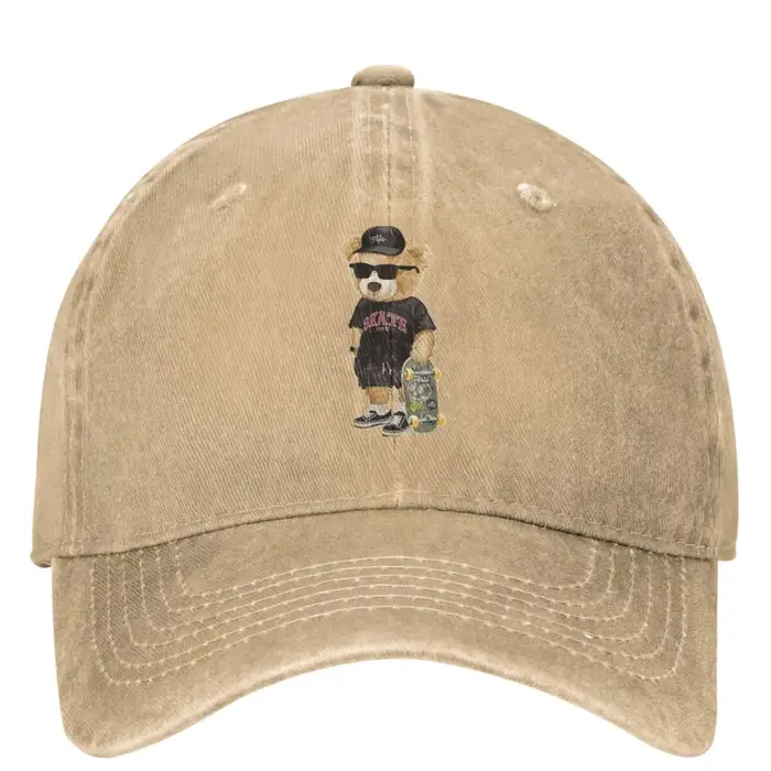 Casquette de Baseball en Denim pour Homme et Adulte, Imprimé d'Animaux, Ours, html, Camping, Hip Hop