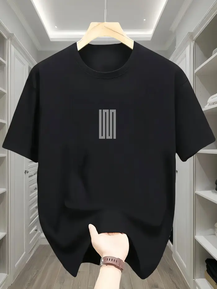 T-shirt surdimensionné pour homme 100% coton - Respirant, manches courtes, col rond avec imprimé min