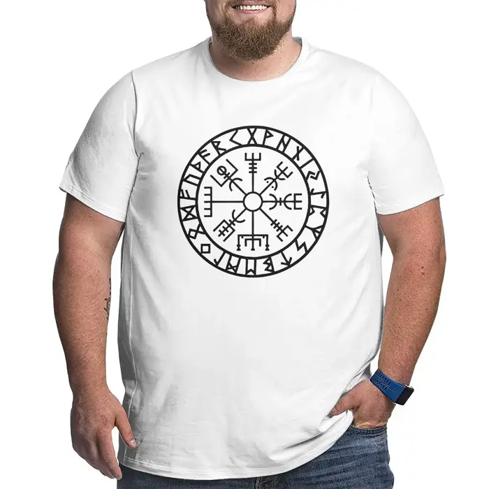 Vegvisir-T-Shirt Navigateur Futhlavabo Runes pour Homme, Vêtement Valhalla, Grande Taille 4XL 5XL 6X