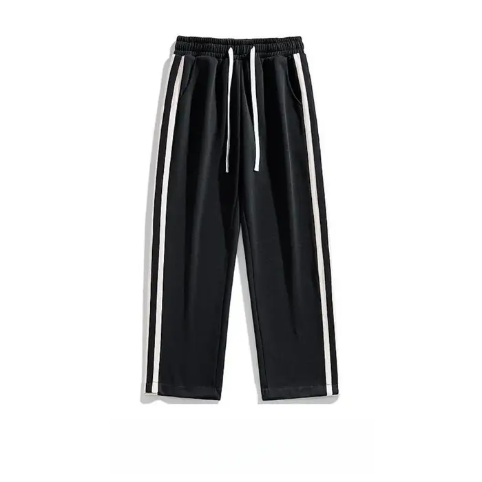 Nouveau Pantalon de jogging streetwear rayé pour femme, coupe droite ample, taille haute élastique, 