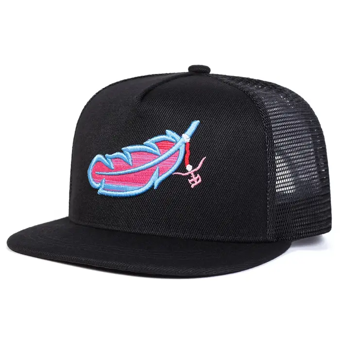Chapeaux en filet Hip-hop brodés de plumes colorées unisexes, casquettes de Baseball décontractées r