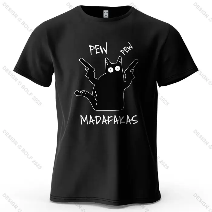 Cool chat Funky imprimé hommes T-Shirt 100% coton surdimensionné humoristique graphique t-shirts pou