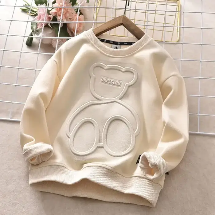Sweat-shirt ours imprimé en acier pour garçons et adolescents, pull à manches longues pour filles et