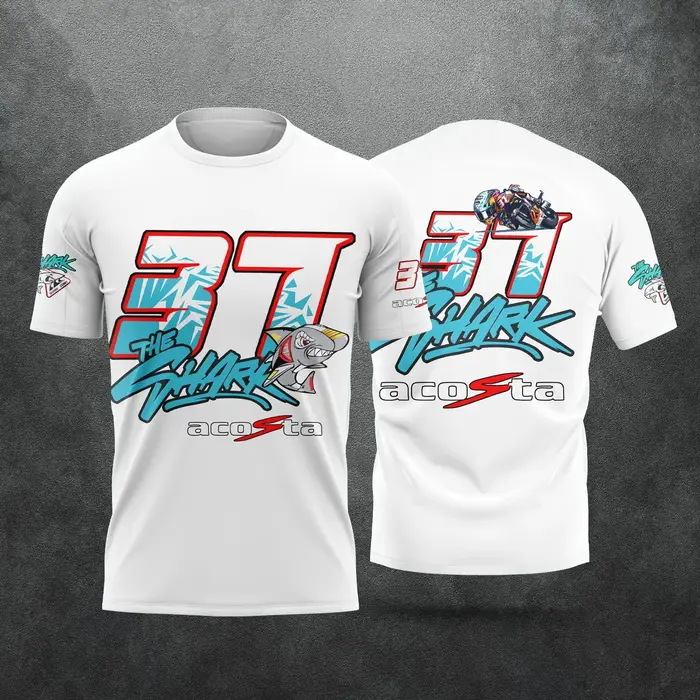 Nouveau T-shirt 2026 imprimé 3D motif Requin du pilote Pedro Acosta n°37, pour homme et femme, décon