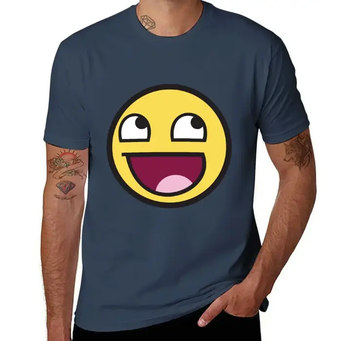 Génial visage drôle Meme Smiley émoticône T-Shirt homme t-shirts pour hommes