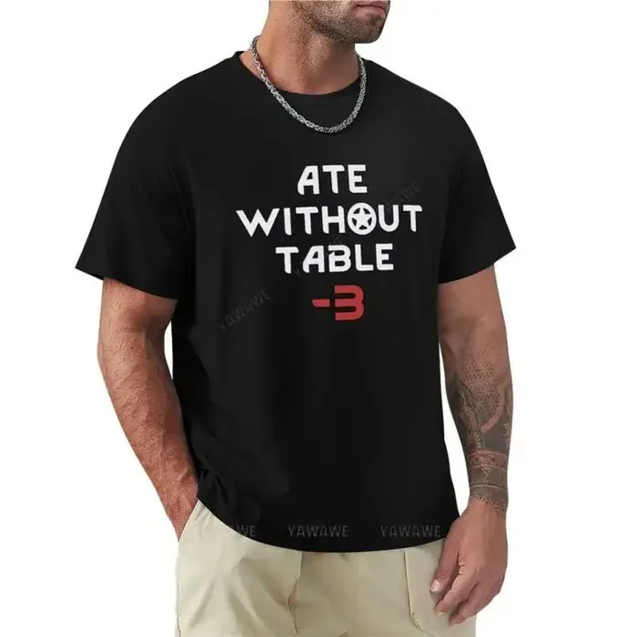 Rimworld-T-shirt manches courtes homme, décontracté et élégant, en coton noir, Ate Without Table -3