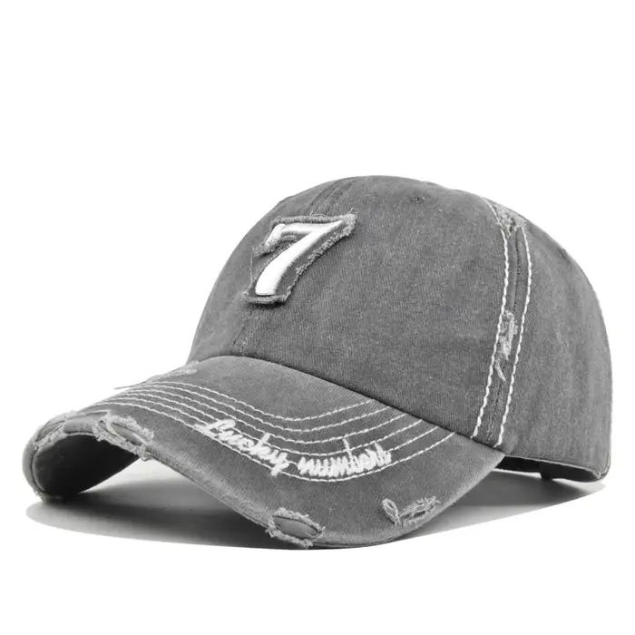 Lucky – casquette de Baseball brodée numéro 7, chapeau à rabat en coton respirant, unisexe, Streetwe