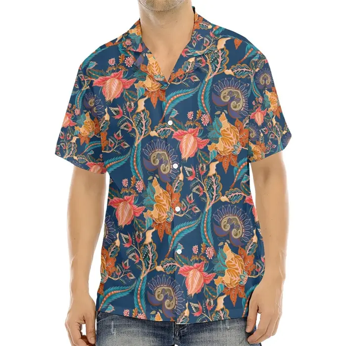 Chemise à motif imprimé pour hommes, chemise à manches courtes, vêtements de rue surdimensionnés, cr