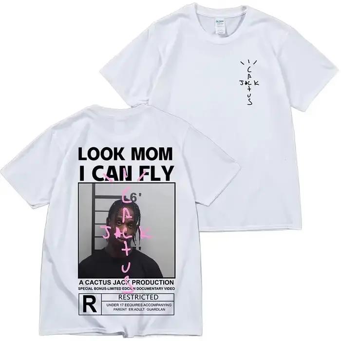 T-shirt Cactus Jack en coton de haute qualité pour hommes et femmes LOOK MOM I CAN FLY Tee ASTROWORLD Hip Hop T-shirts à manches courtes Tops