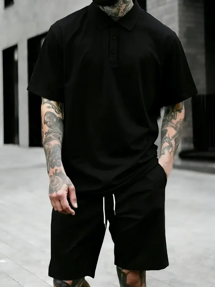 Polo ample homme 4 couleurs pour l'été – T-shirt sportif simple et tendance, confortable avec bouton
