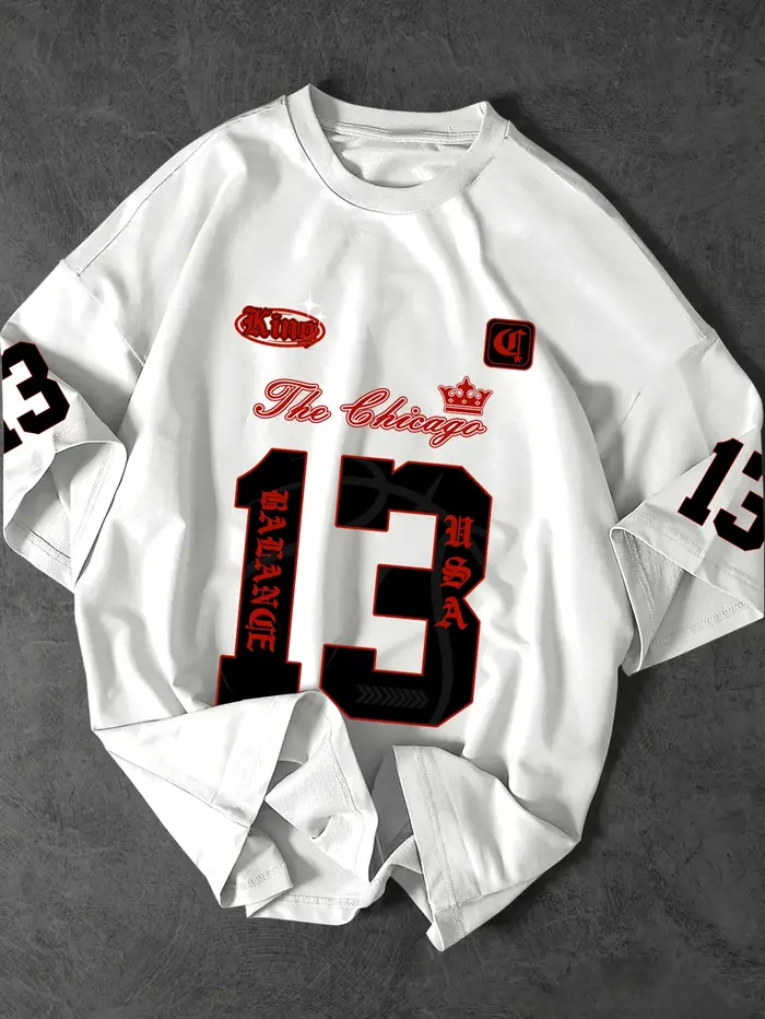 T-shirt pour homme, style maillot de basket Chicago 13, imprimé multi-positions, streetwear sport vi