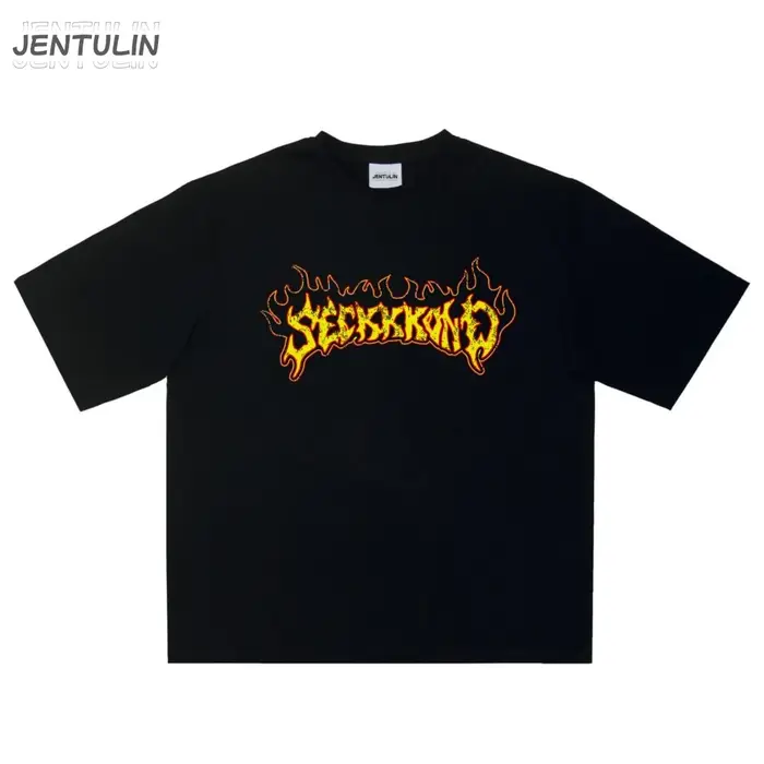 Hip Hop Streetwear surdimensionné vêtements pour hommes à manches courtes SEKKKOND imprimé graphique Y2k hauts t-shirts Harajuku Goth coréen t-shirt coton