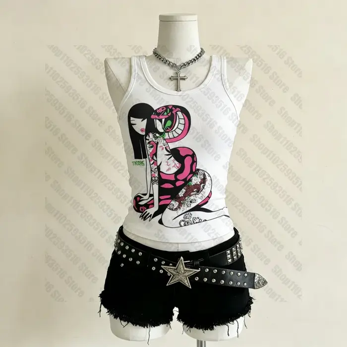 Vêtements pour femmes, vêtements grunge, tops Y2K, top sexy, blouses esthétiques pour femmes, crop t
