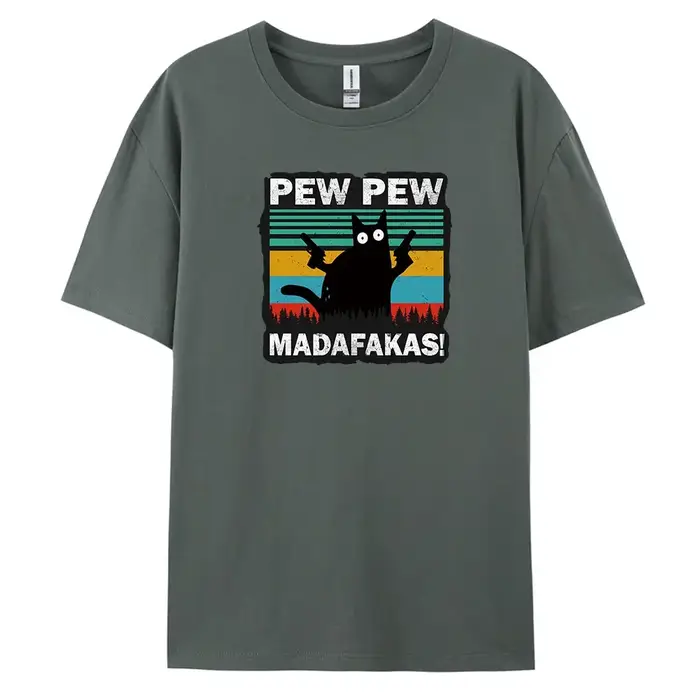 PewPew-T-shirt décontracté à manches courtes pour hommes, t-shirts College surdimensionnés, 100% cot