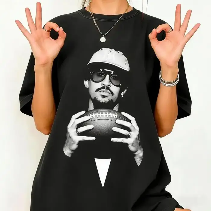 T-shirt unisexe 100 % coton à motif Bad Bunny & Super Bowl Rugby, nouvelle collection été 2026, col 